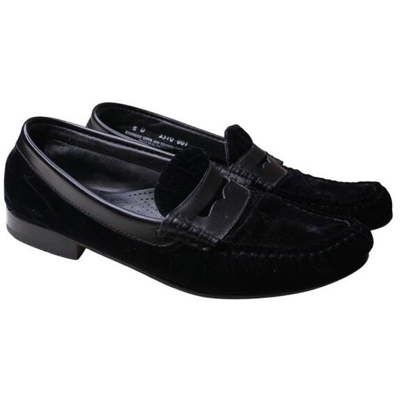 GH Bass & Co Weejuns Black Velvet Penny Loafers Men's Classic Lounge - Picture 2 of 5